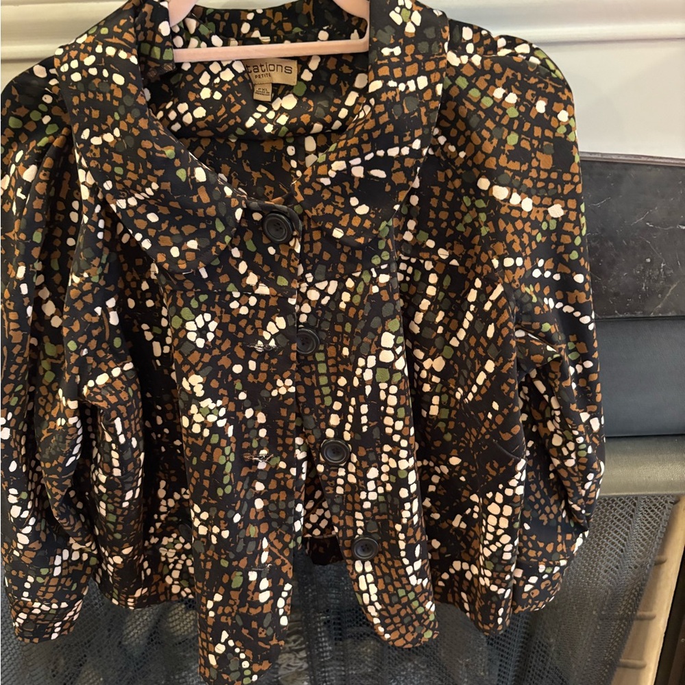 Notations Black And Brown Patterned Blouse - image 1